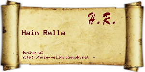 Hain Rella névjegykártya